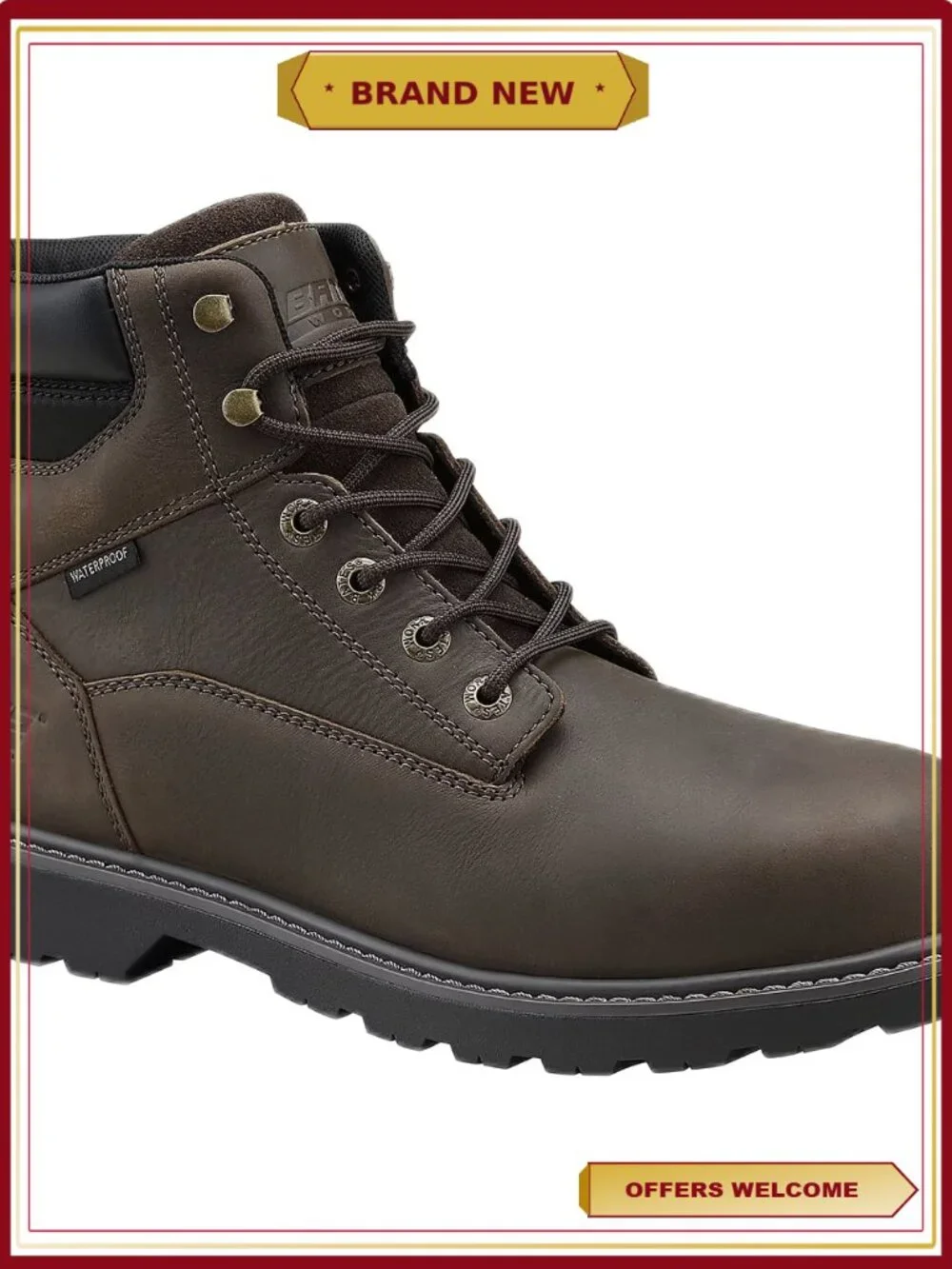 Men's Waterproof Steel Toe Work Boot EVA Midsole 6 inch